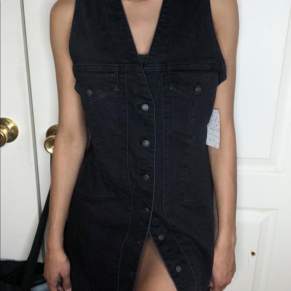 Free People Black Denim Dress